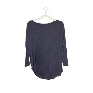 LOFT Navy Blue Wide Neck Casual 3/4 Sleeve Long sleeve Blouse Top Size Medium